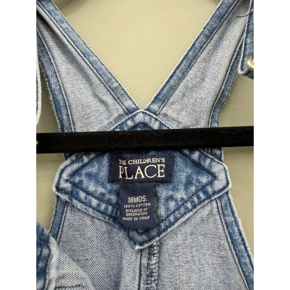 The Children's Place Baby Denim Overalls 18-24 Months Snap Leg 100% Cotton